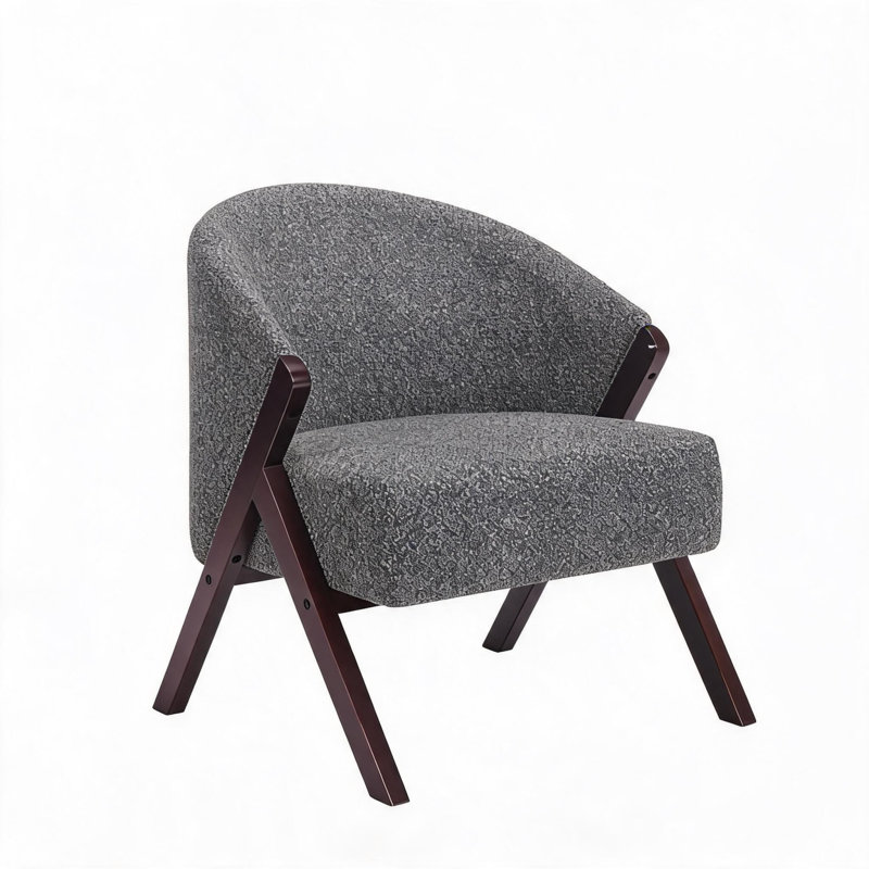 Fauteuil d'appoint en tissu noir Teddy, Lin gris