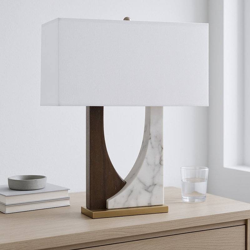 Lampe ajourée en marbre 22 tons 17 "2 tons, blanc / beige