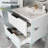 24 Inch Bathroom Vanity Cabinet With Ceramic Sink - White Wall Mounted Floating Fluted Vanity With Drawers-1990217033