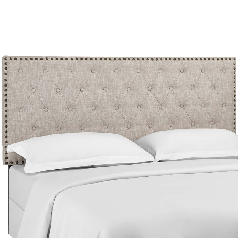 Modway Copper Grove Avdiivka Tufted Linen Headboard, Beige Polyester Blend, Full/Queen