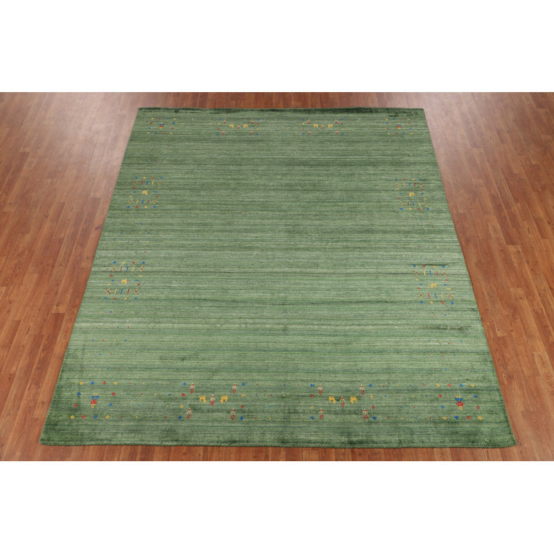 Tapis oriental rayé vert Gabbeh 8