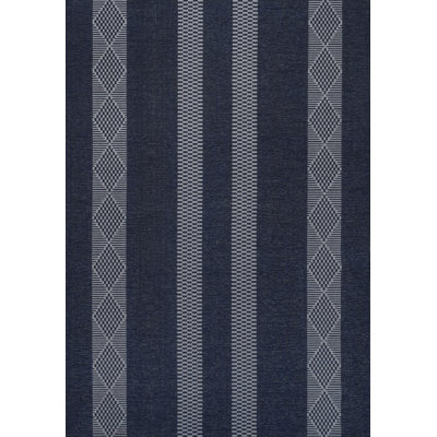 Braylyn Trellis Stripe Machine-Washable Navy/Gray Rug