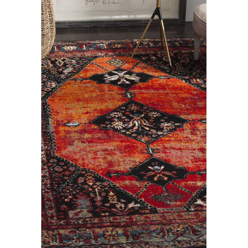 Tapis performance oriental rétro Imarion, Rectangle 6 pi 7 po x 9 pi