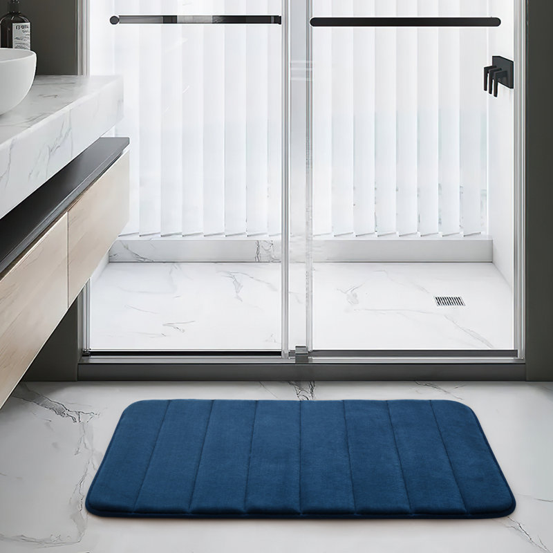 Nasier Memory Foam Non-Slip Bath Mat, Navy, 50x80