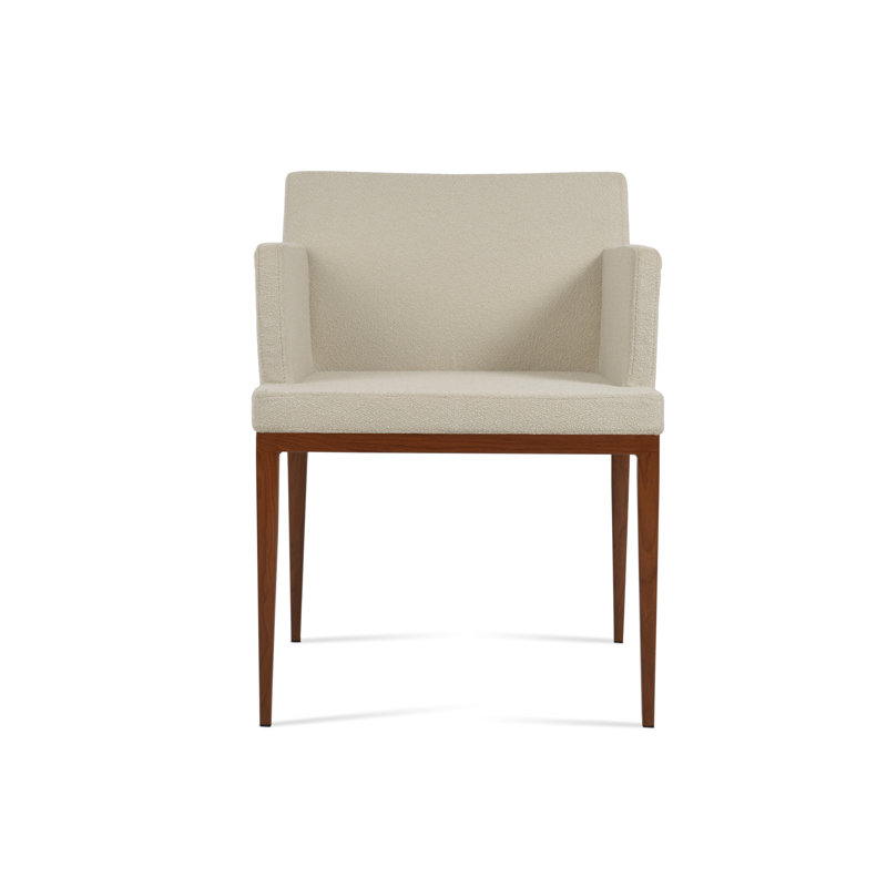 Soho Upholstered Back Arm Chair, Walnut, Off White