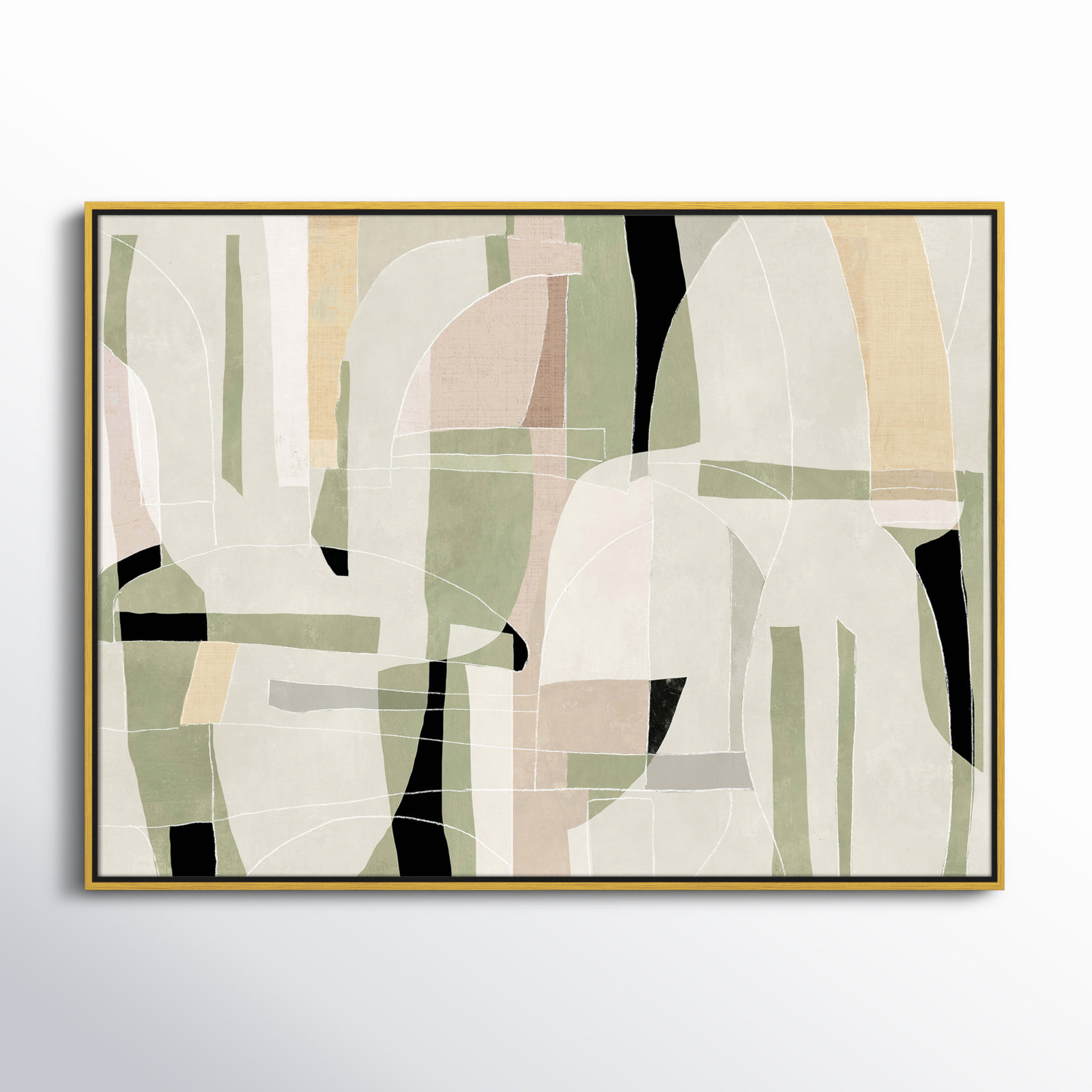 Sunny Barcelona - Floater Frame Canvas, 41.5" W x 31.5" H, Gold