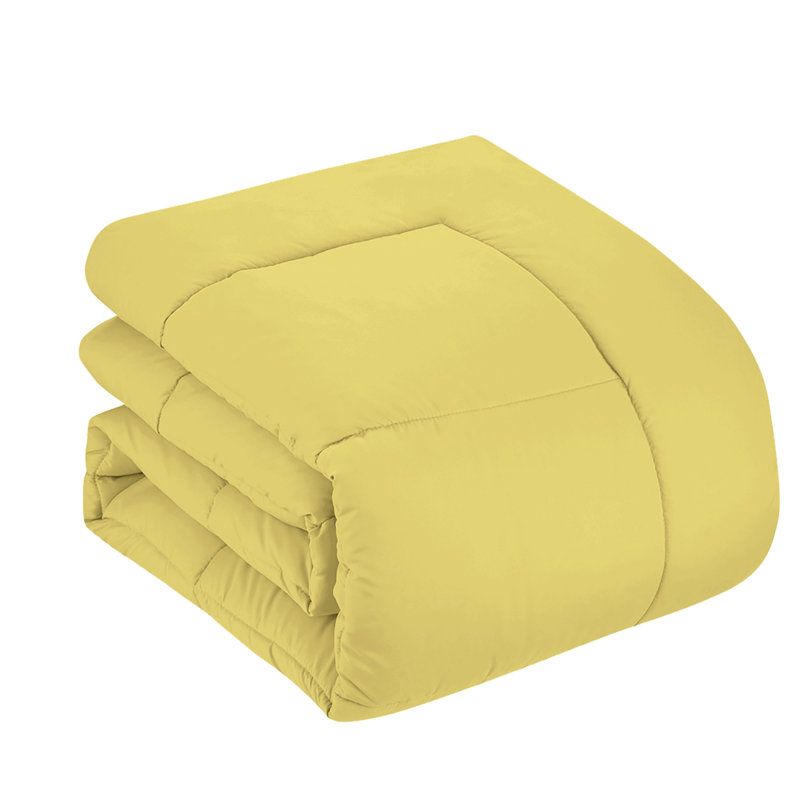  Luxury Alternative Comforter and Sheet Set, Yellow, Full Comforter + 6 Additional Pieces