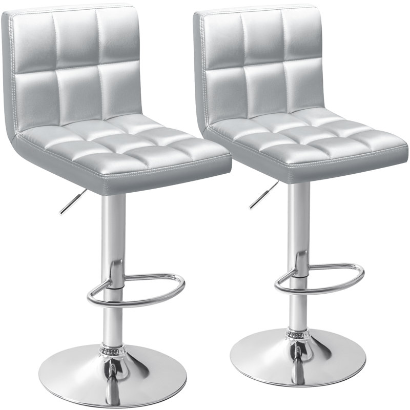 Tabouret de bar pivotant à hauteur réglable Stallcup, Argent argent