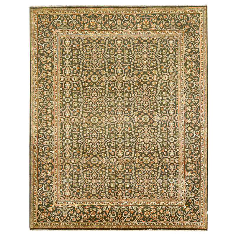 Tapis noir et noir noué à la main de haute qualité
