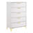 Peterlee White and Gold 5-Drawer Chest-828212341