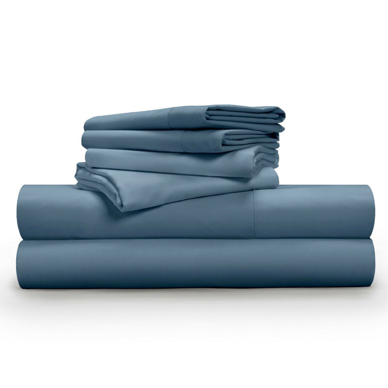  Ensemble de draps à densité de tissage 600 fils Luxe Soft & Smooth, Double, Bleu cadet
