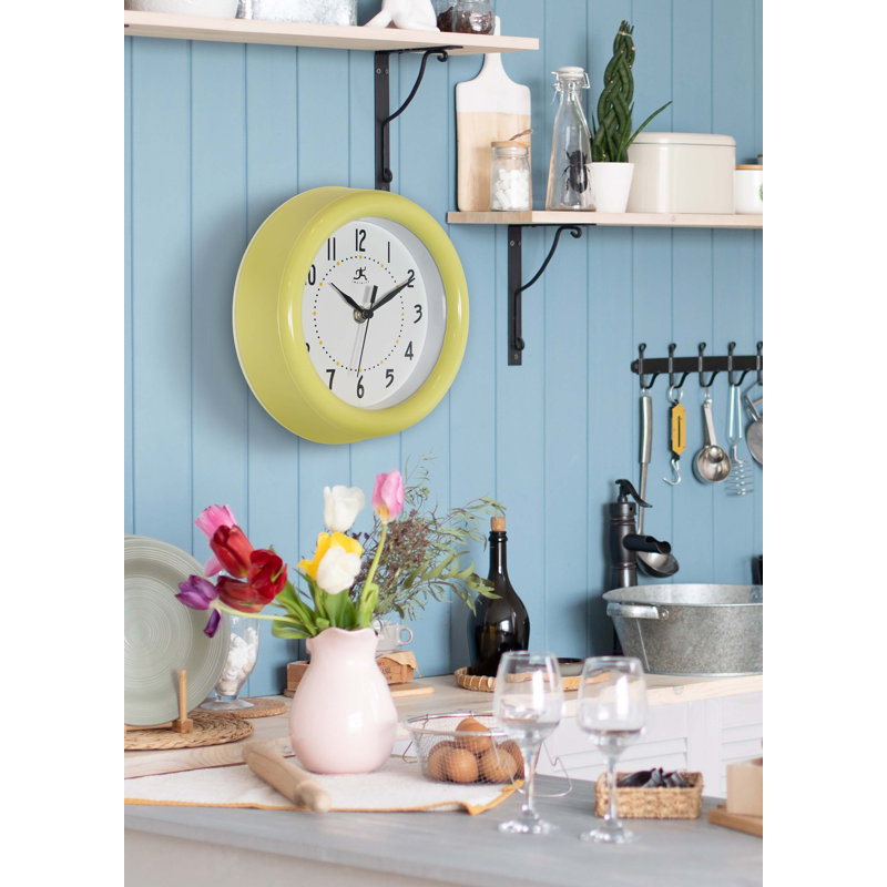 Round Plastic Wall Clock 8 Inches, Yellow