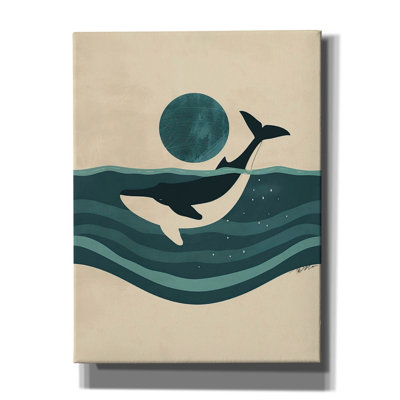Toile épique «White and Green Minimalist Whale Design» par Momart, 18 po x 26 po