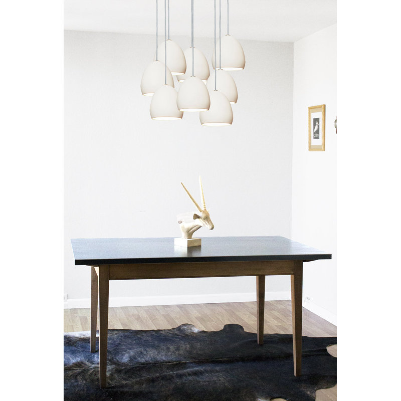 Lustre géométrique en argile 8 lumières, H 100 po x l 22 po x P 22 po, Blanc, Nickel