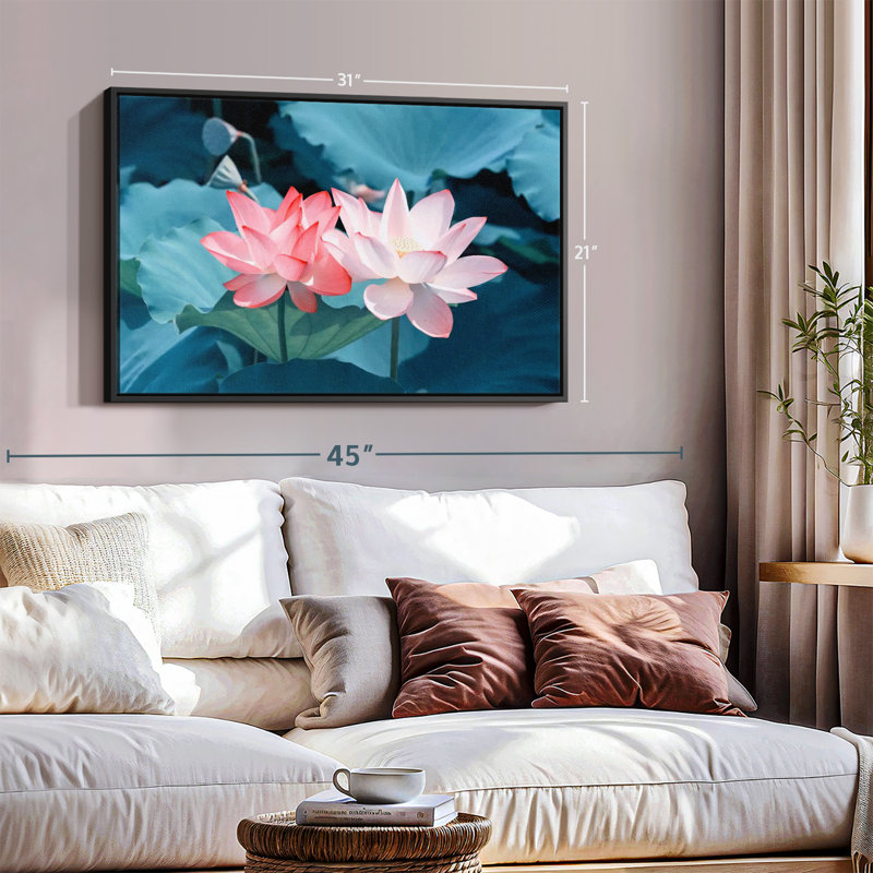 Paire de fleurs de lotus, H 21 po x l 31 po