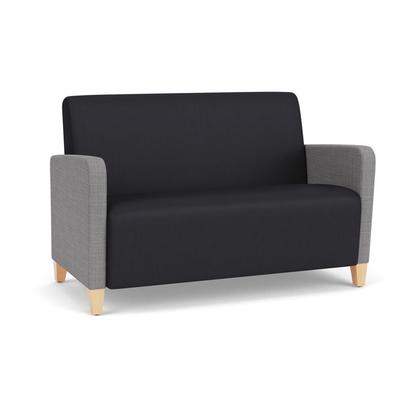 Causeuse de réception Ravenna, Gris Chambray / noir Patriot Plus, Bois naturel