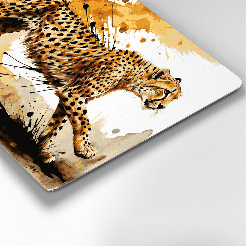 Faune, guépard, art mural en métal beige, H 8 po x l 10 po
