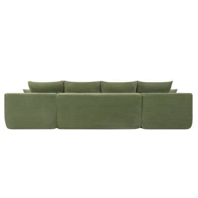 126" Cloud Sectional Sofa with U-Shape Chaise and Side Pockets and Cup holder