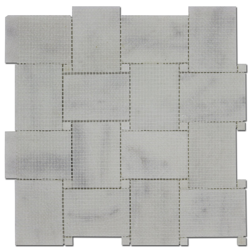 Cordelio 2.5" x 3.5" Marble Basketweave Mosaic Wall & Floor Tile, White