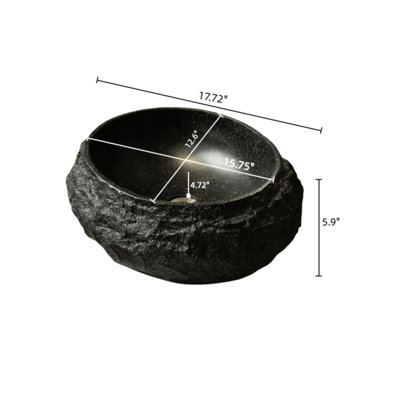 Lavabo de salle de bain 18 po, vasque irrégulière ovale en résine avec motif de pierre, lavabo de style artistique, sans robinet