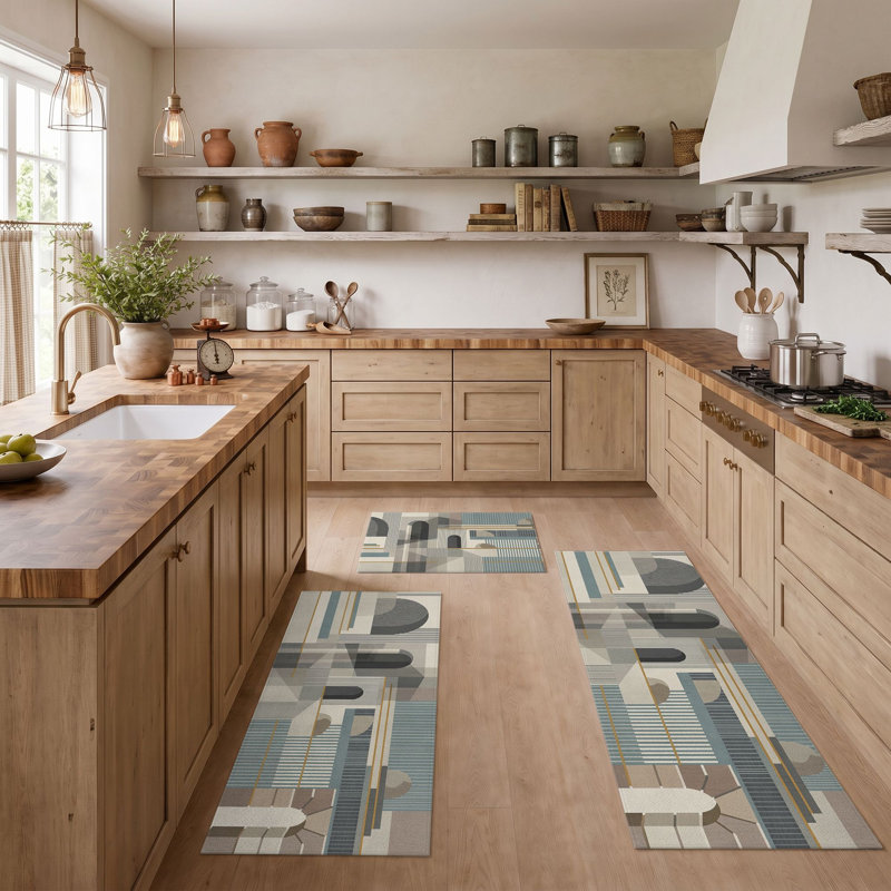 Tapis de cuisine géométriques abstraits et lavables antidérapants