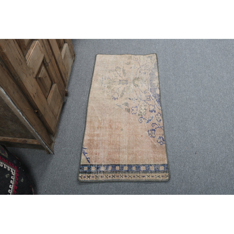 Vintage Handwoven Turkish Kilim Beige Floral Area Rug Perfect for Bohemian Entryway Decor