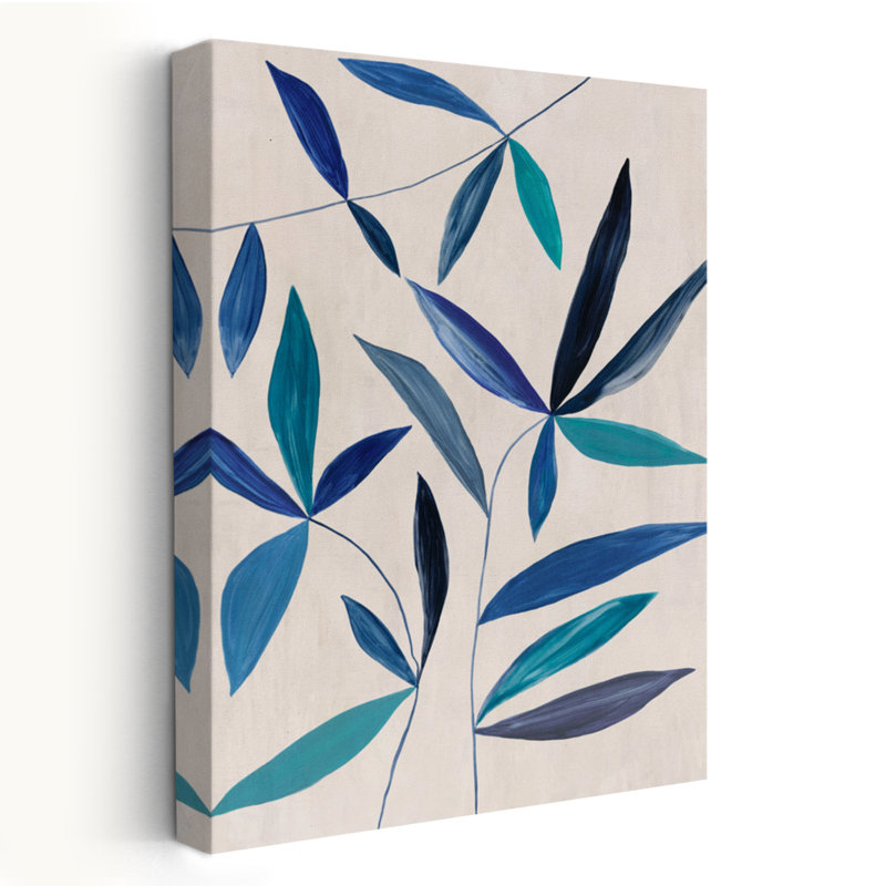 Feuilles et feuillage bleu dansant dans une brise douce, H 60 po x l 40 po