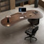 Bureau à 2 tiroirs brun noisette + bois massif courbé noir + acrylique + fer-52475285-52475288