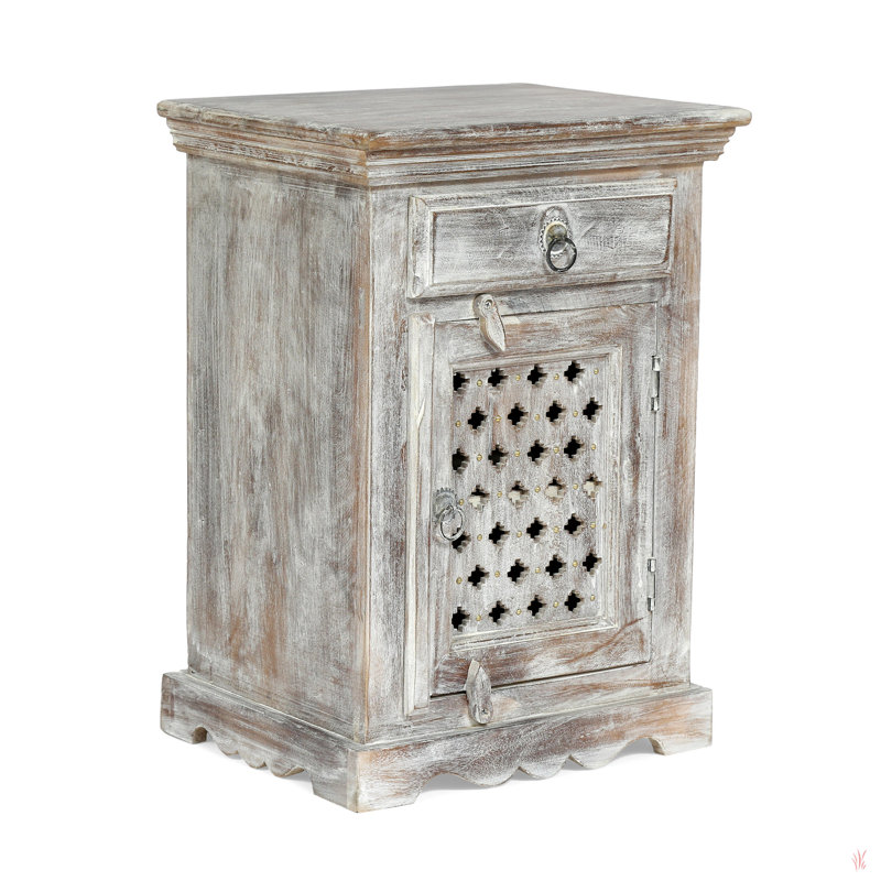 Table de chevet en bois avec 1 tiroir et 1 porte