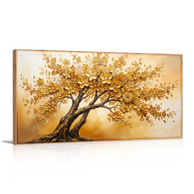 Golden Tree Canvas Wall Art Set Of 1