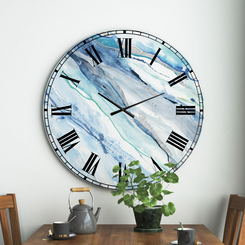 Azral Blue Silver Spring II - Modern wall clock, Extra Small