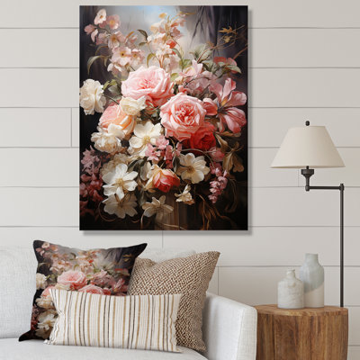 Couronne rose, impression romantique III sur toile