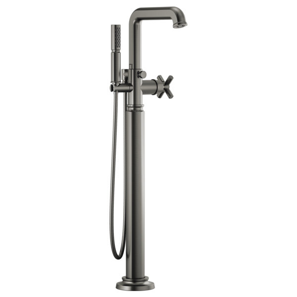 Invari® Single-Handle Floor Mount Tub Filler, Luxe Steel, Cross