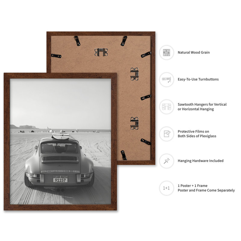 Voiture dans le désert, Affiche, Encadrement brun, H 11 po x l 14 po