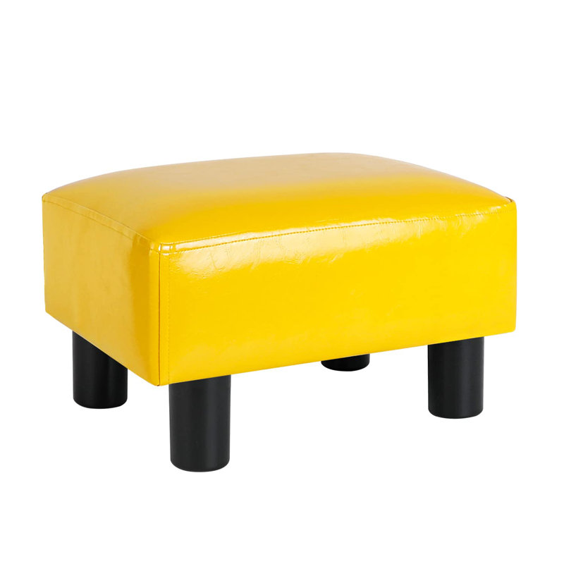 Drida Upholstered Ottoman, Yellow PU Leather