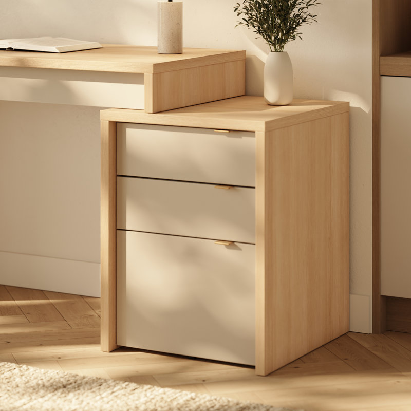 Ensemble de classeurs réversibles 3 tiroirs, Natural Blond Oak & Ivory