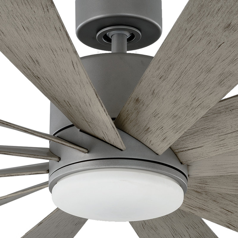 Windflower 12 - Blade LED Windmill Ceiling Fan with Wall Control and Light Kit Included, Graphite with Weathered Gray Blades