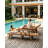 Outdoor Chaise Lounge Chair All Weather HIPS Patio Lounge Chair with 5-Level Adjustable Backrest Built-in Cup Holder and Rolling Wheels, Suitable for Outdoor, Patio, Party Scenes, Teak-1909166801