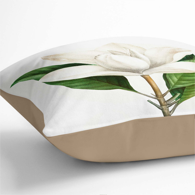 Floral Square Cushion, 40cm H x 40cm W x 15cm D, Stone
