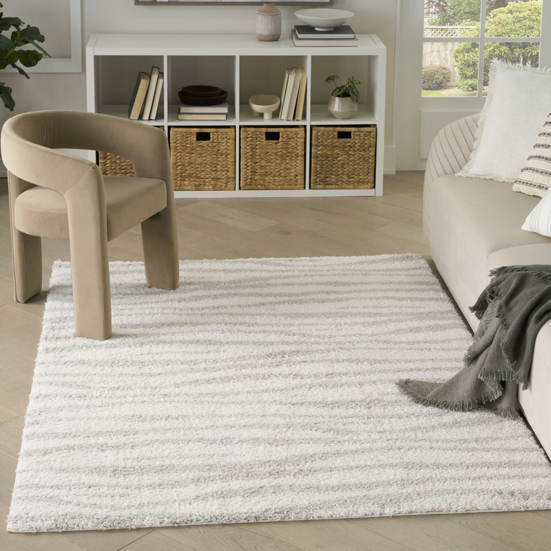 Wrought Studio™ Marhild Ivory Grey Modern Indoor Rug, Rectangle 5'3" x 7'