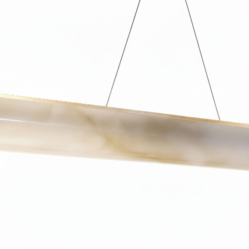 Luminaire suspendu horizontal à DEL Wakefield - Laiton vieilli - Faux abat-jour albâtre, Aged Brass