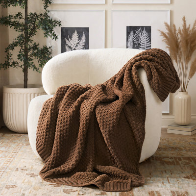 Chunky Chenille Knit Throw Blanket