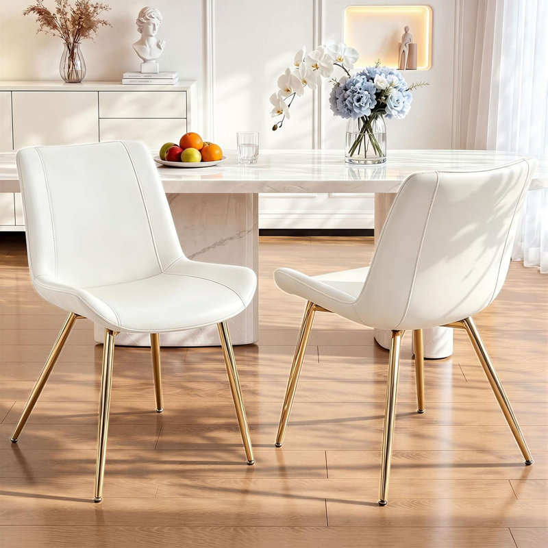 Dining Chairs Set Of 2, PU Leather Upholstered Modern Armless Kitchen Dining Side Chair for Kitchen, Dining, Living, Reception, Office Guest Chairs, and Outdoor