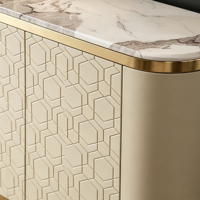 Buffet elliptique moderne de style italien, Beige