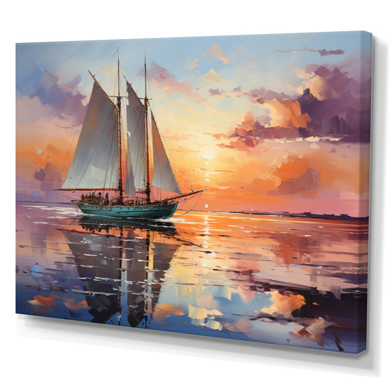 Volner voilier maritime, mélodie I sur toile, Toile tendue, H 16 po x l 32 po x P 1 po