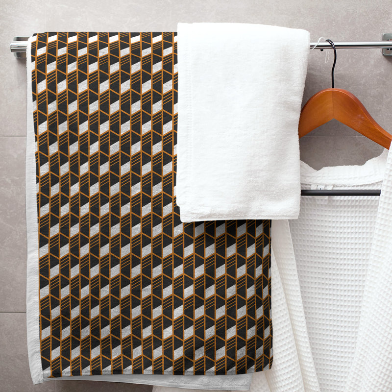 Serviette de bain à rayures géométriques classique, Orangé