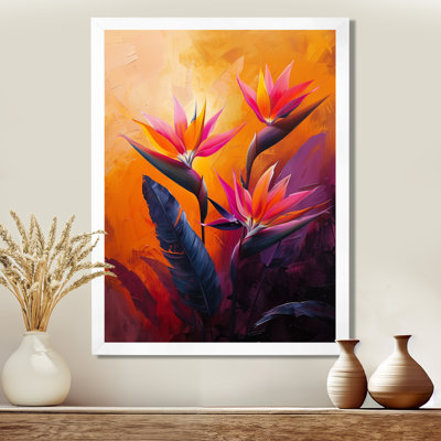 Rose, mauve, coucher de soleil, symphonie, oiseau du paradis - Art mural oiseaux du paradis
