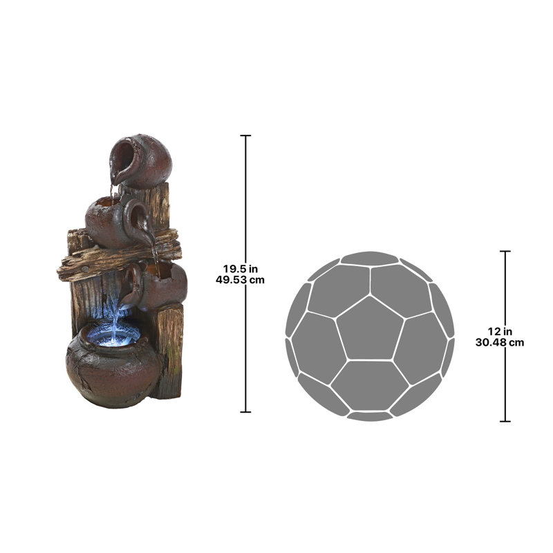 Handcrafted Outdoor Weather Resistant Cascade Fountain with Lights