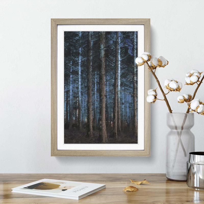 Evening Forest - Picture Frame Painting Print, 65cm H x 48cm W x 2cm D, Oak Framed