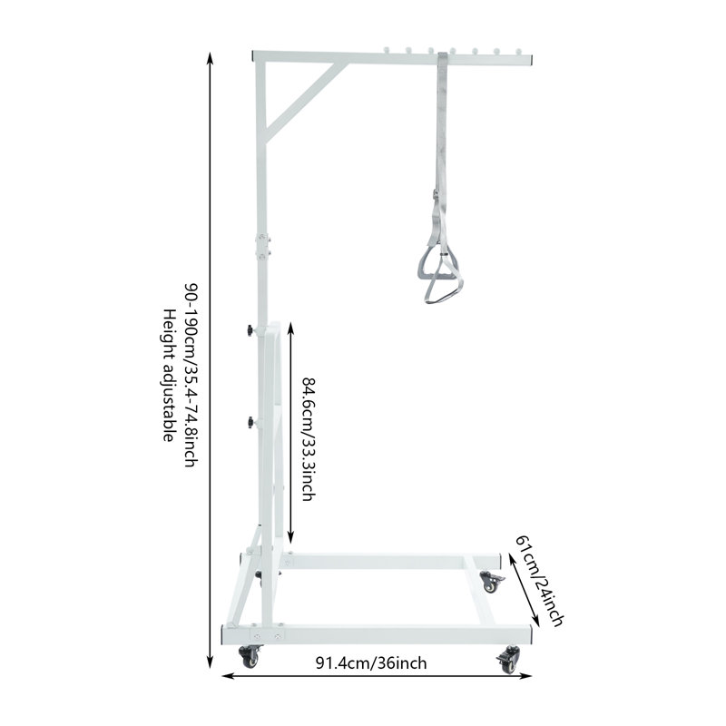 Adjustable Bed Trapeze Bar with Floor Stand, Patient Assist Handle with Wheels for Home Care Mobility Support, White
